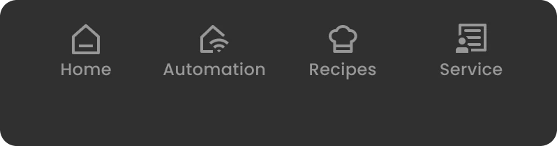 Current SmartHQ navigation with Home, Automation, Recipes, and Service